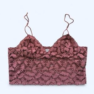 FREE PEOPLE lace longline bralette dusty rose pink size XS
